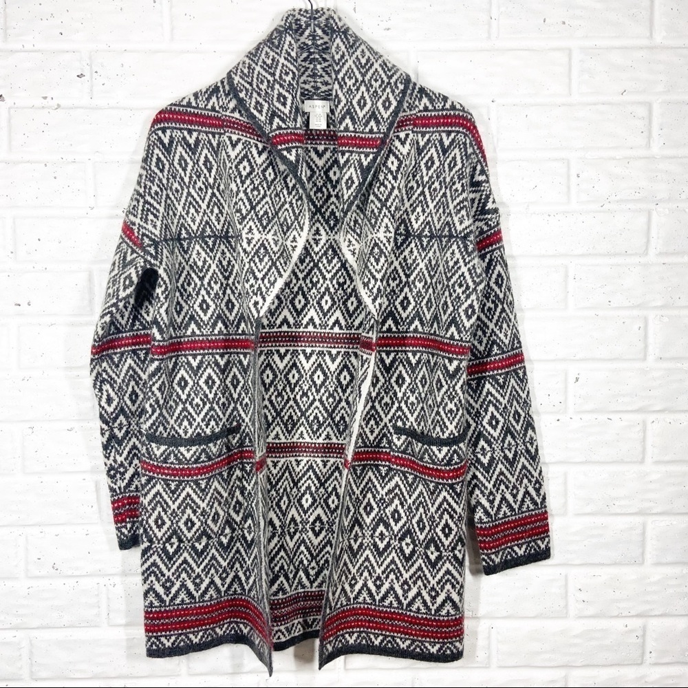 Aspen Wool Blend Fair Isle Cardigan Sweater Medium